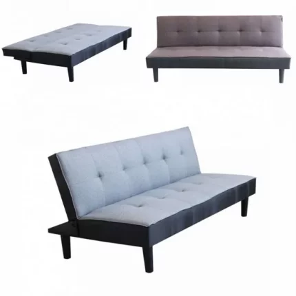 Divano letto in tessuto modello Harry da 234 cm disponibile in 4 finiture  con pouf contenitore