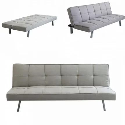 Divano letto in tessuto modello Harry da 234 cm disponibile in 4 finiture  con pouf contenitore