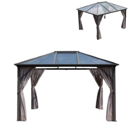 Gazebo in ferro quadrato 3×3, telo 210gr, kit tende e zanzariere, GAZ371 -  Tomaino 