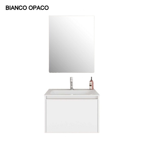 Mobile Bagno Sospeso 80 Cm Blu Oceano con Colonna Lavabo e Specchio