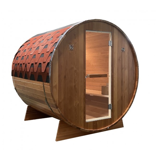 Sauna finlandese per esterno dalla forma a botte da 180 cm per 5-6 persone  SA062