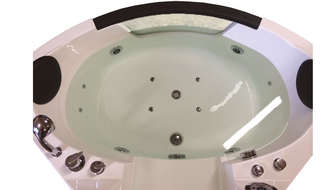 Whirlpool bathtub 185x125 cm with chromotherapy ozone therapy bluetooth 24  jets heater VS113