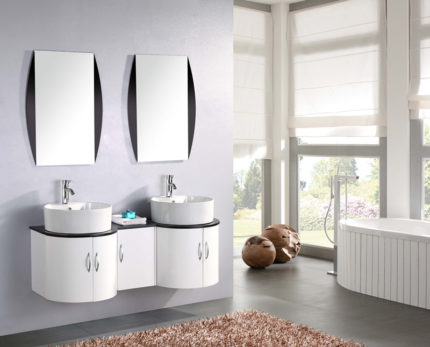 Arredo Bagno Zeus 120 nero lucido con specchio contenitore pd