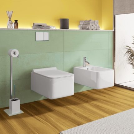 Ceramic wall-hung sanitary wc without rim including toilet cover model