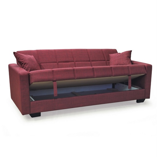 ✓ Barato Fabric Convertible Sofa Bed, Burgundy by Casamode