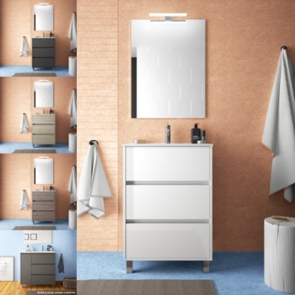 Mobile Bagno Cleo Bianco con Lavabo a Semincasso bh